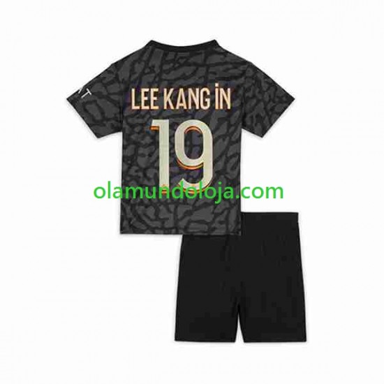Camisola Paris Saint-Germain Lee Kang In 19 Criança Equipamento Terceiro 2023-2024 Manga Curta